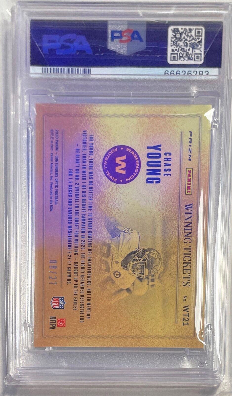 CHASE YOUNG 2020 CONTENDERS OPTIC WINNING TIX GREEN PULSAR RC /27 PSA 10 POP 1/1