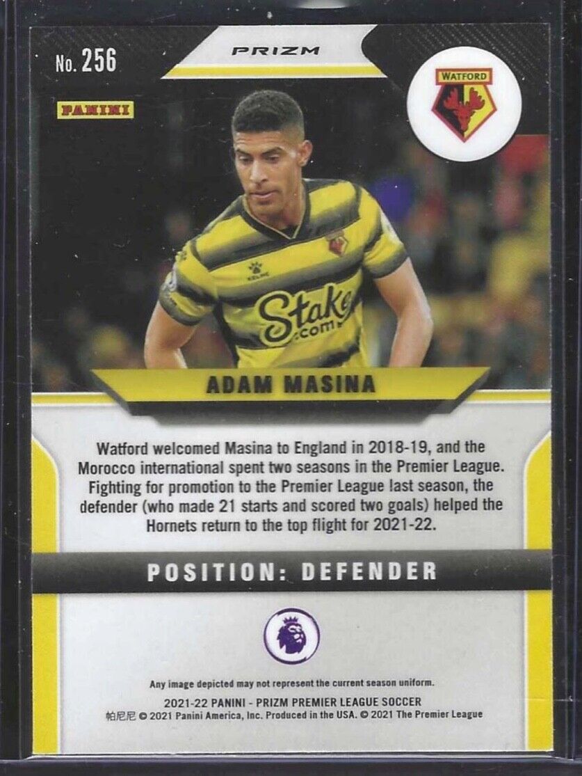 ADAM MASINA 2021-22 PANINI PRIZM EPL WHITE SPARKLE PRIZM RC #256