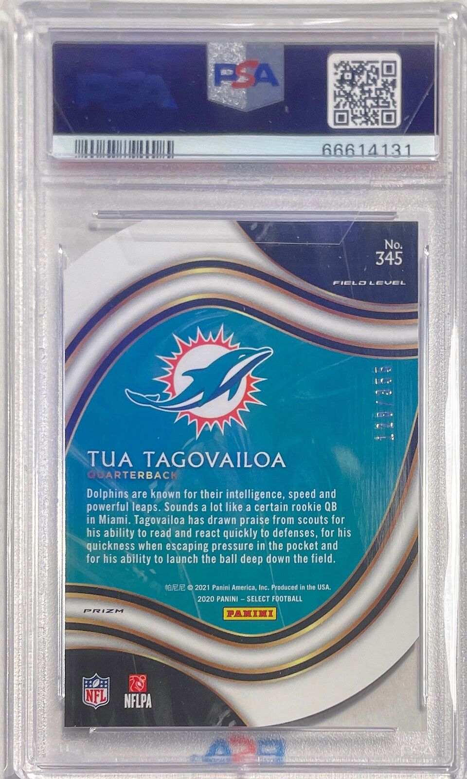 TUA TAGOVAILOA 2020 PANINI SELECT FIELD LEVEL DIECUT COPPER PRIZM RC /355 PSA 10