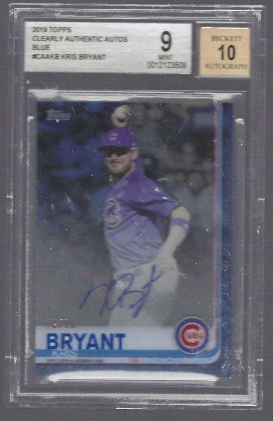 KRIS BRYANT 2019 TOPPS CLEARLY AUTHENTIC AUTO BLUE /25 BGS 9 MINT 10 AU POP 1/1