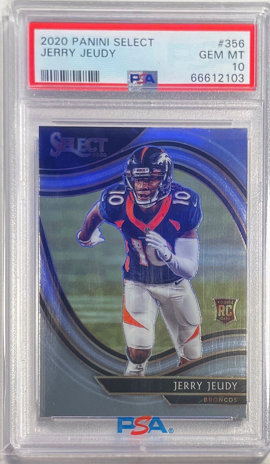 JERRY JEUDY 2020 PANINI SELECT FIELD LEVEL ROOKIE RC #356 PSA 10 GEM MINT POP 9