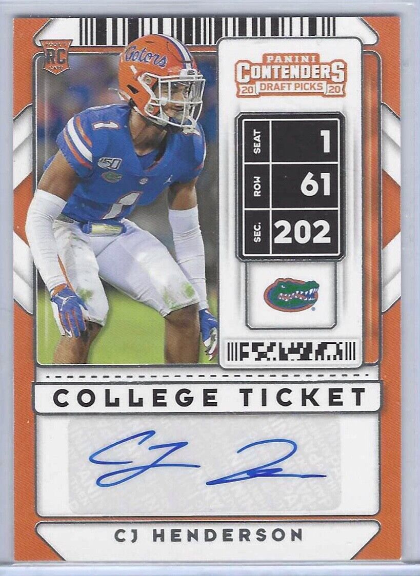 CJ HENDERSON 2020 PANINI CONTENDERS DRAFT PICKS COLLEGE TICKET AUTO RC #161