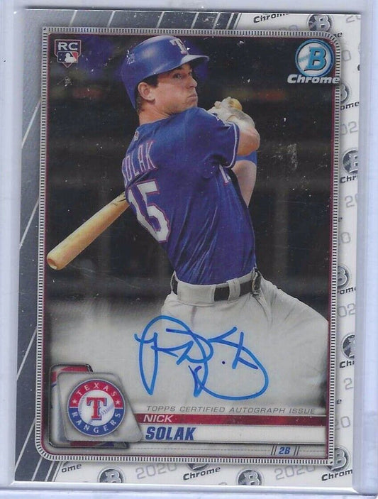 NICK SOLAK 2020 BOWMAN CHROME ROOKIE ON CARD AUTO RC #CRA-NS