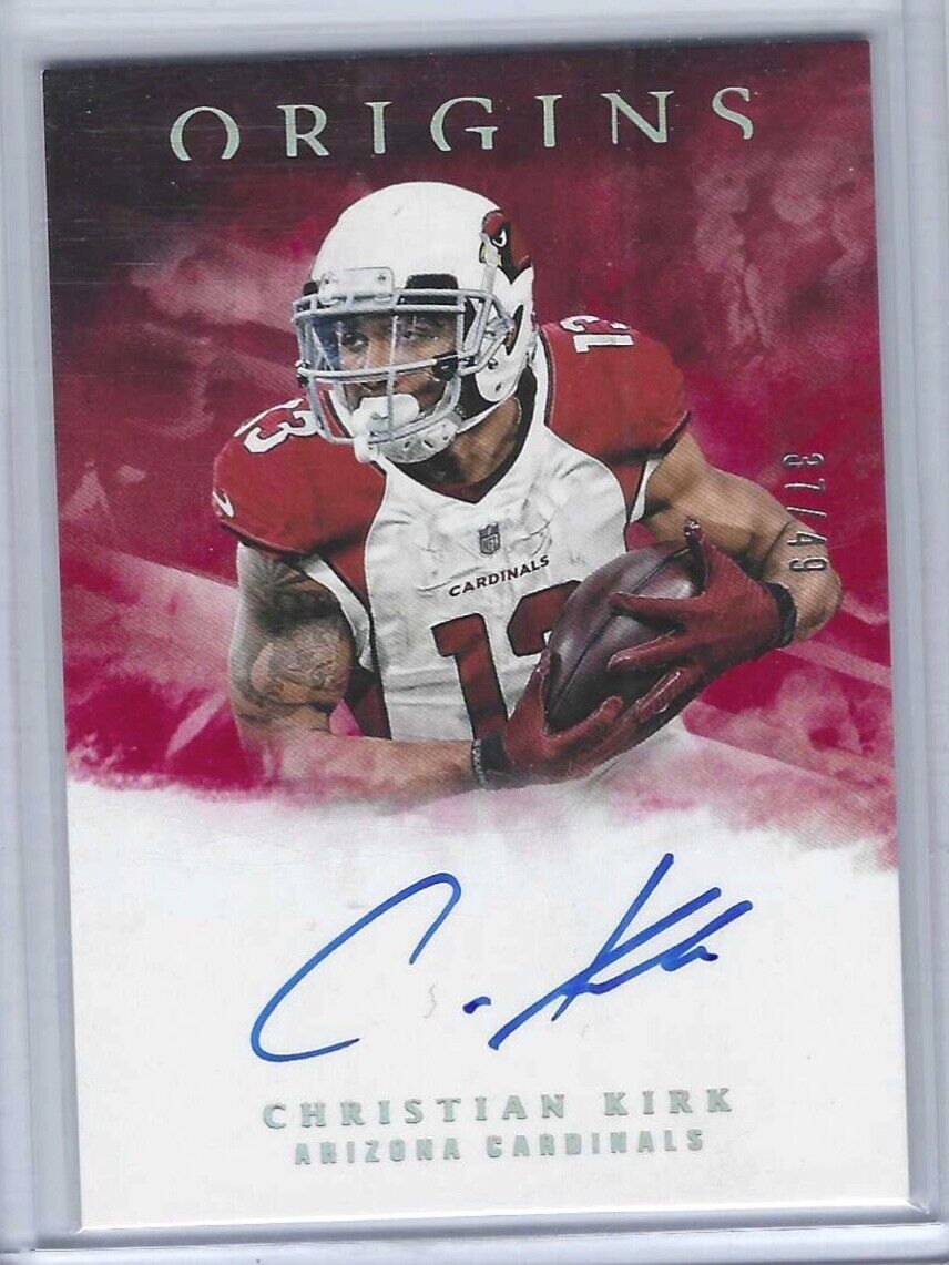 CHRISTIAN KIRK 2018 PANINI ORIGINS RED ON CARD ROOKIE AUTO RC #D 37/49
