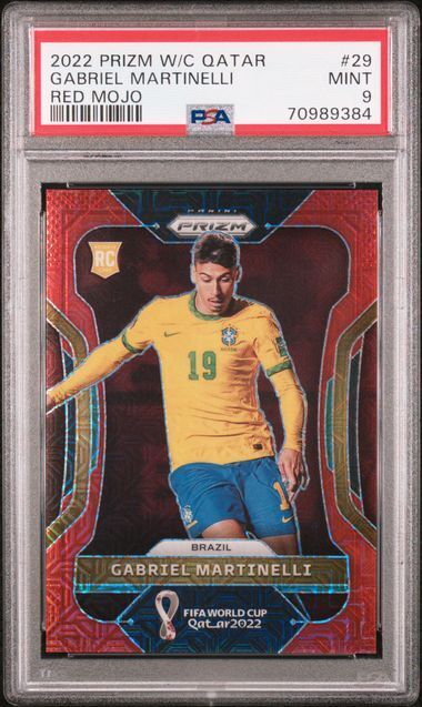 GABRIEL MARTINELLI 2022-23 PRIZM WORLD CUP QATAR RED MOJO RC #D 58/99 PSA 9 MINT
