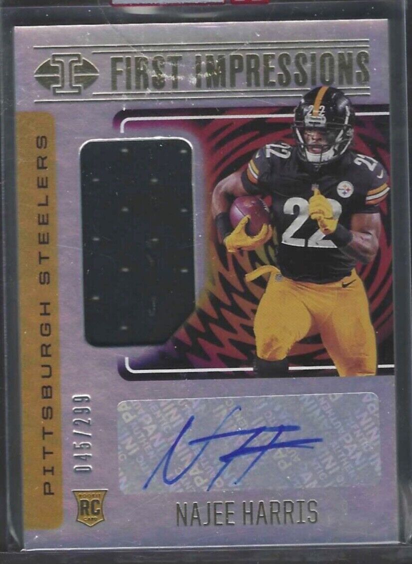 NAJEE HARRIS 2021 PANINI ILLUSIONS FIRST IMPRESSIONS PATCH AUTO RC #D 045/299