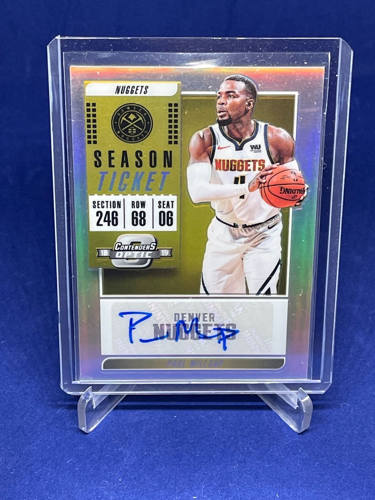 PAUL MILLSAP 2018-19 PANINI CONTENDERS OPTIC SEASON TICKET SILVER PRIZM AUTO