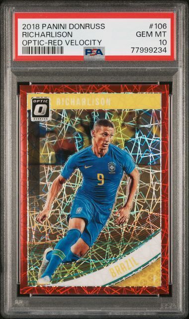 RICHARLISON 2018-19 PANINI DONRUSS OPTIC RED VELOCITY PRIZM #D /50 PSA 10 POP 5