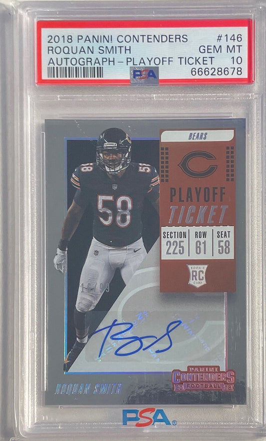 ROQUAN SMITH 2018 CONTENDERS PLAYOFF TICKET AUTO RC #D /99 PSA 10 GEM MINT POP 4