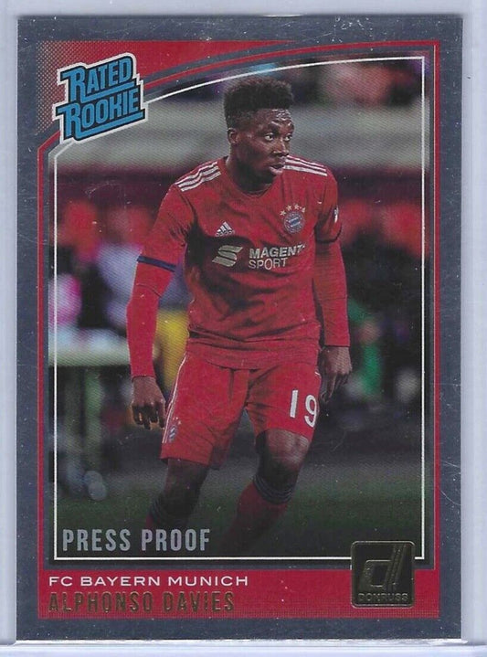 ALPHONSO DAVIES 2018-19 PANINI DONRUSS SILVER FOIL PRESS PROOF ROOKIE RC #176