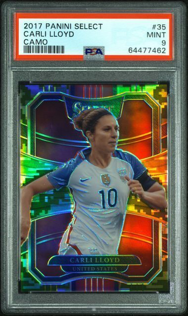 CARLI LLOYD 2017-18 PANINI SELECT CAMO PRIZM #D 20/20 PSA 9 MINT POP 4