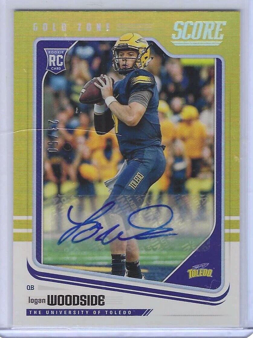 LOGAN WOODSIDE 2018 PANINI SCORE GOLD ZONE ROOKIE AUTO RC #D 23/50