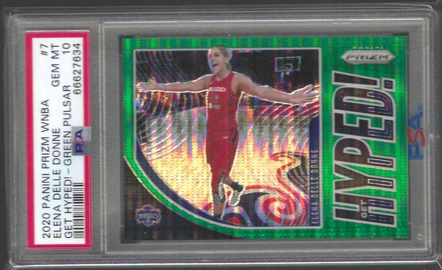ELENA DELLE DONNE 2020-21 PANINI PRIZM GET HYPED GREEN PULSAR /25 PSA 10 POP 2