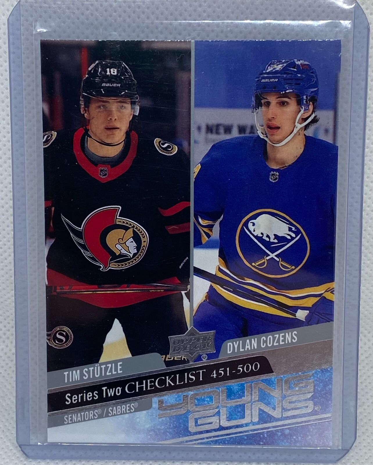 TIM STUTZLE & DYLAN COZENS 2020-21 UPPER DECK SERIES 2 YOUNG GUNS ROOKIE RC #500