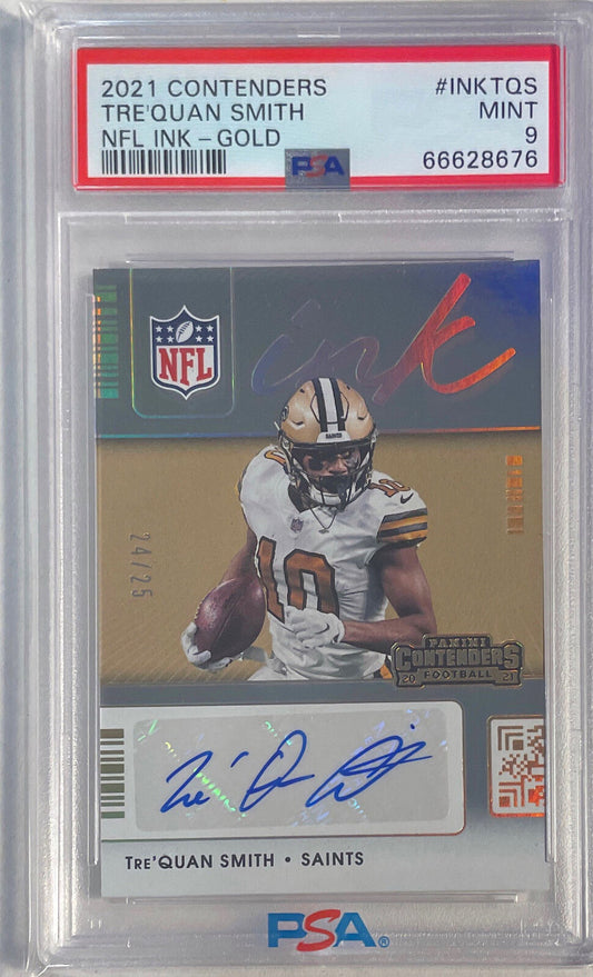TRE'QUAN SMITH 2021 CONTENDERS NFL INK GOLD AUTO #D 24/25 PSA 9 MINT POP 1/1