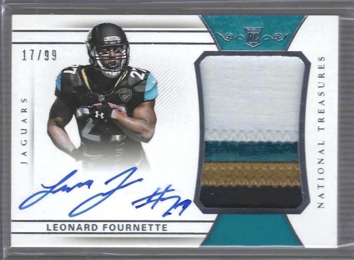 LEONARD FOURNETTE 2017 PANINI NATIONAL TREASURES ROOKIE PATCH AUTO RC #D 17/99