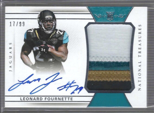 LEONARD FOURNETTE 2017 PANINI NATIONAL TREASURES ROOKIE PATCH AUTO RC #D 17/99
