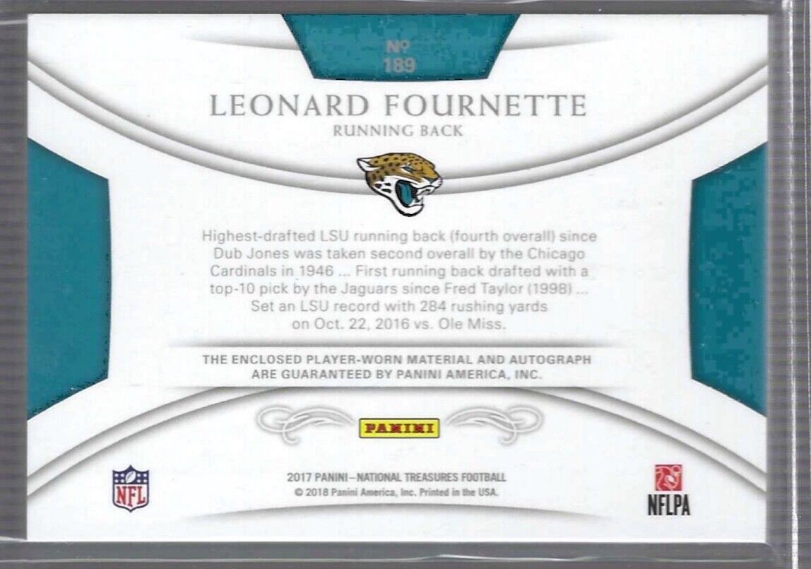 LEONARD FOURNETTE 2017 PANINI NATIONAL TREASURES ROOKIE PATCH AUTO RC #D 17/99
