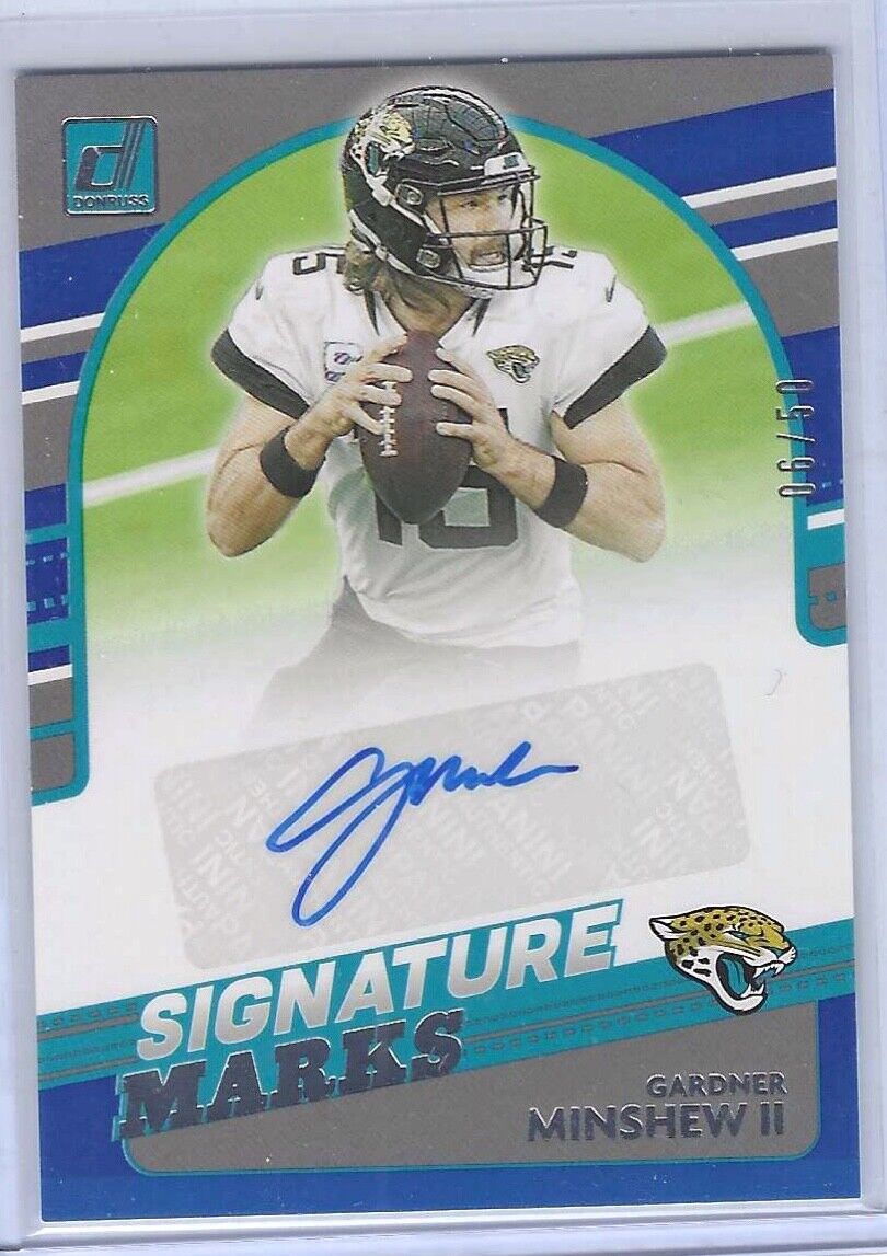 GARDNER MINSHEW II 2021 PANINI DONRUSS SIGNATURE MARKS BLUE AUTO #D 06/50