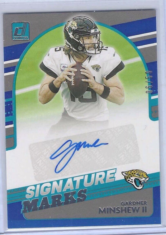 GARDNER MINSHEW II 2021 PANINI DONRUSS SIGNATURE MARKS BLUE AUTO #D 06/50