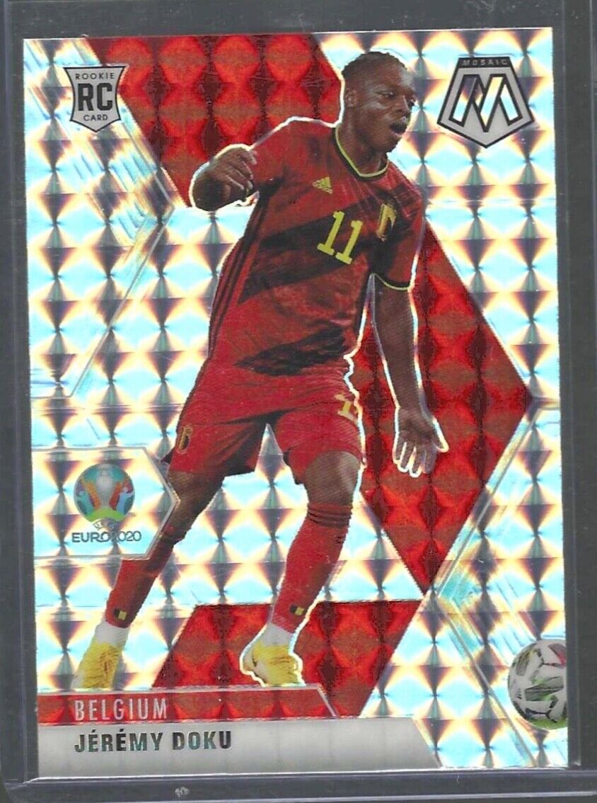 JEREMY DOKU 2020-21 PANINI MOSAIC UEFA SILVER MOSAIC PRIZM ROOKIE RC #11