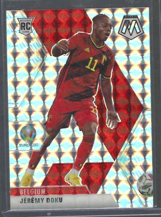JEREMY DOKU 2020-21 PANINI MOSAIC UEFA SILVER MOSAIC PRIZM ROOKIE RC #11