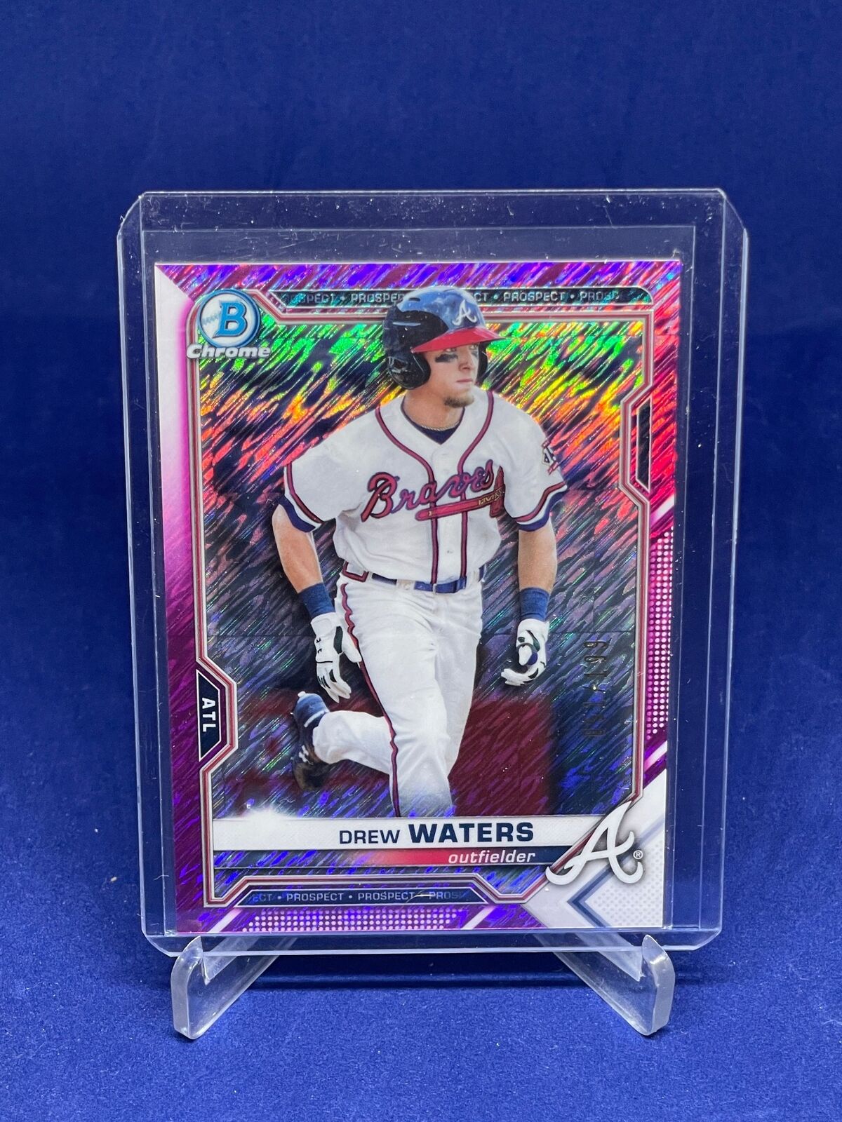DREW WATERS 2021 BOWMAN CHROME PINK SHIMMER REFRACTOR PROSPECT #D 51/199