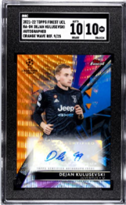 DEJAN KULUSEVSKI 2021-22 FINEST UCL ORANGE WAVE REFRACTOR AUTO /25 SGC 10 POP 1