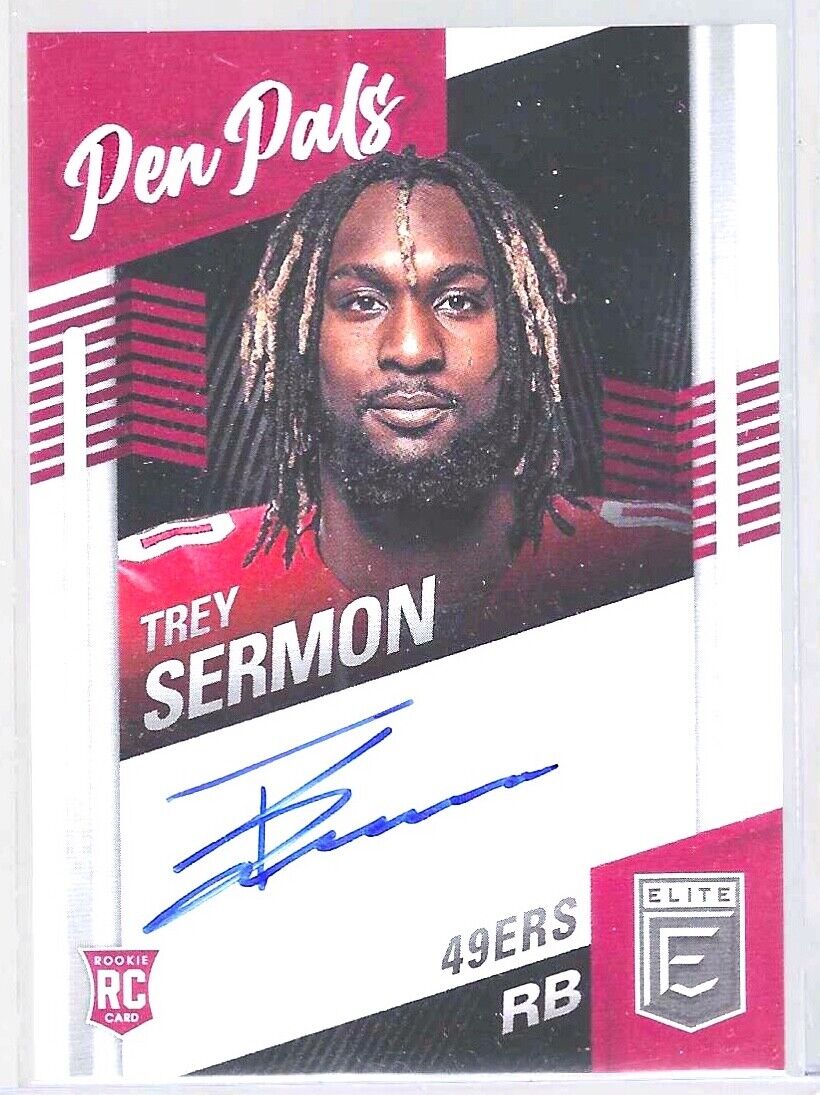 TREY SERMON 2021 PANINI DONRUSS ELITE PEN PALS BLUE INK ROOKIE AUTO RC #PP-TSE