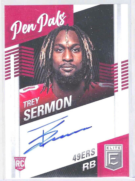 TREY SERMON 2021 PANINI DONRUSS ELITE PEN PALS BLUE INK ROOKIE AUTO RC #PP-TSE