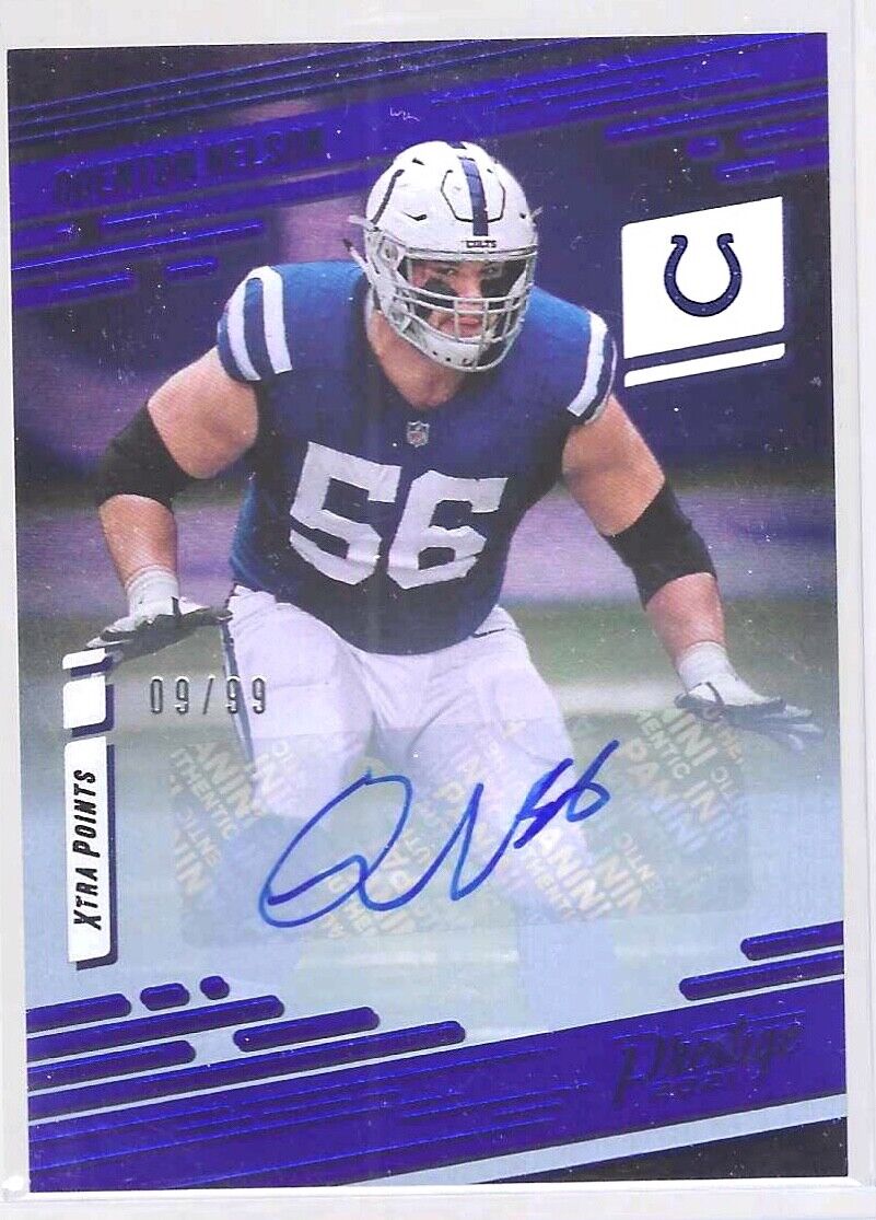 QUENTON NELSON 2021 PANINI PRESTIGE BLUE FOIL XTRA POINTS AUTO #D 09/99