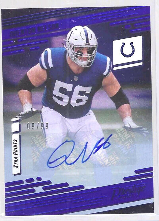 QUENTON NELSON 2021 PANINI PRESTIGE BLUE FOIL XTRA POINTS AUTO #D 09/99