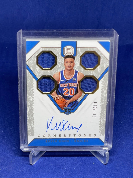 KEVIN KNOX 2018-19 PANINI CORNERSTONES QUAD JERSEY AUTO ROOKIE RC #D 90/199