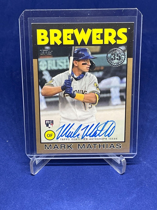 MARK MATHIAS 2021 TOPPS 1986 GOLD ON CARD AUTO ROOKIE RC #D 44/50