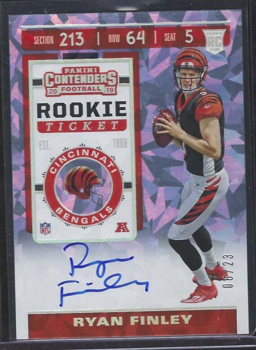 RYAN FINLEY 2019 PANINI CONTENDERS CRACKED ICE ON CARD ROOKIE AUTO RC #D 06/23