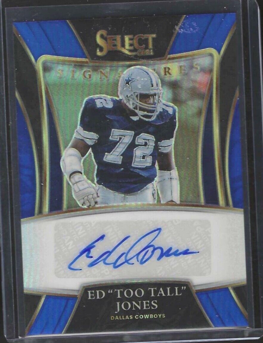 ED "TOO TALL" JONES 2021 PANINI SELECT SIGNATURES BLUE PRIZM AUTO #D 21/99