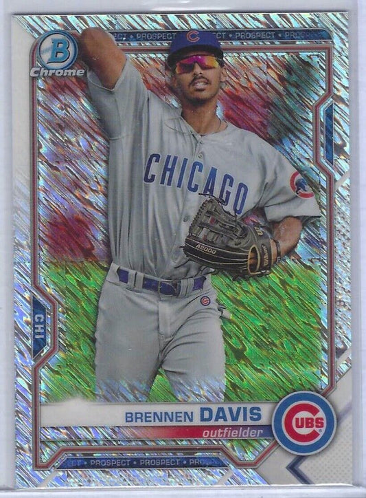 BRENNEN DAVIS 2021 BOWMAN CHROME SILVER SHIMMER REFRACTOR PROSPECT #BCP-173