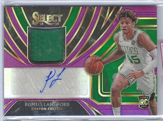 ROMEO LANGFORD 2019-20 PANINI SELECT PURPLE PRIZM ROOKIE PATCH AUTO RC #D 48/99