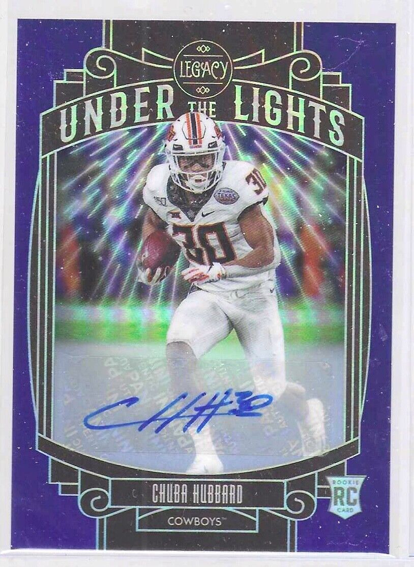 CHUBA HUBBARD 2021 PANINI LEGACY UNDER THE LIGHTS BLUE PRIZM AUTO RC #D 29/35