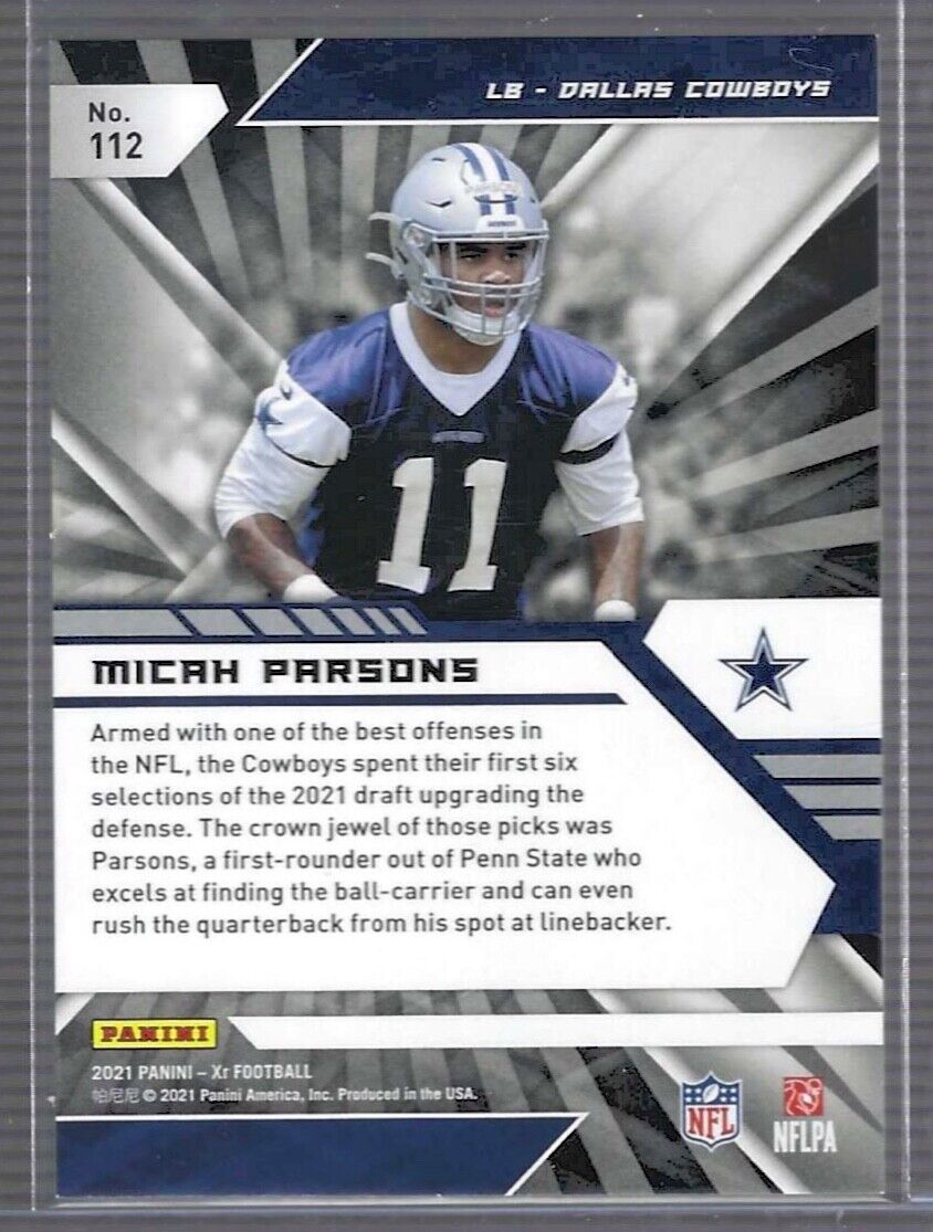 MICAH PARSONS 2021 PANINI XR RED FOIL ROOKIE RC #D 199/249