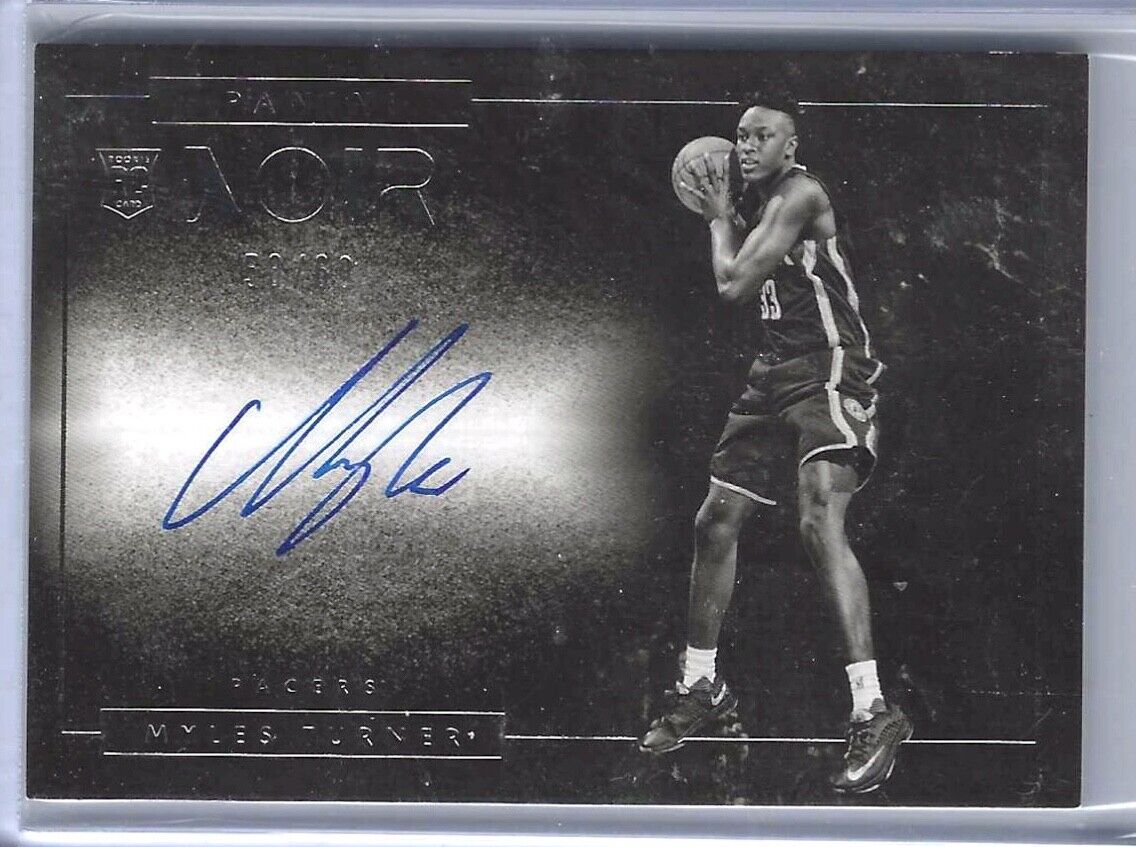 MYLES TURNER 2015-16 PANINI NOIR BLACK AND WHITE ROOKIE ON CARD AUTO RC #D 58/60