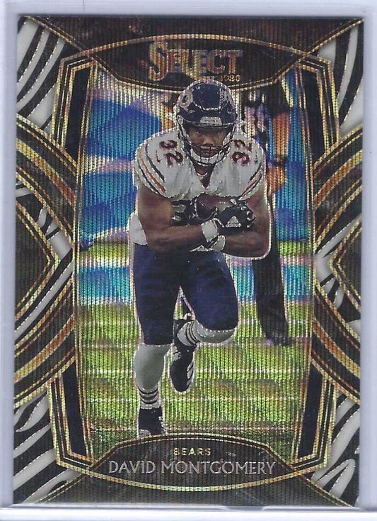 DAVID MONTGOMERY 2020 PANINI SELECT CLUB LEVEL ZEBRA PRIZM SSP #214