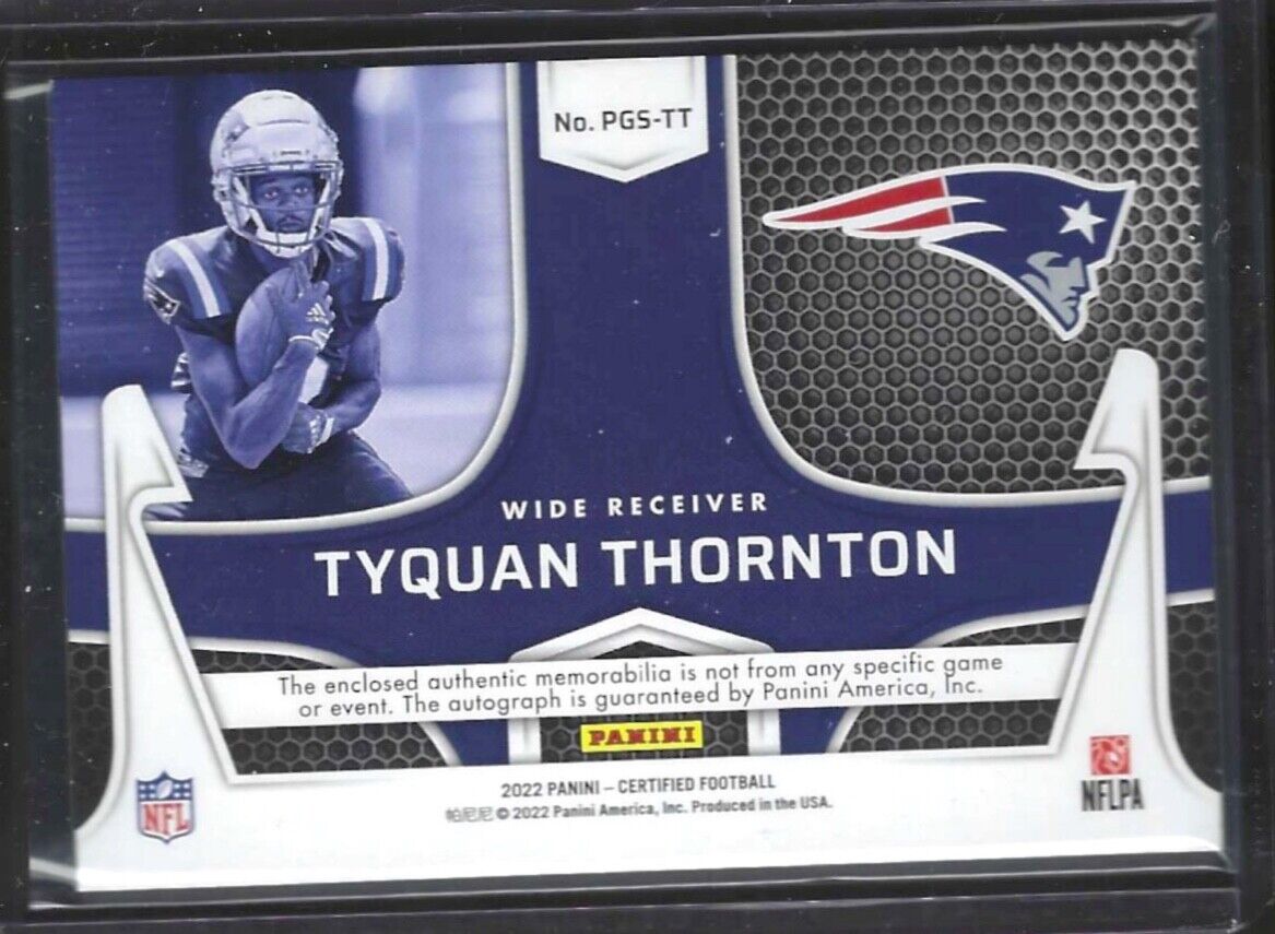 TYQUAN THORTON 2022 PANINI CERTIFIED ROOKIE PIECE OF GAME PATCH AUTO RC #D 47/99