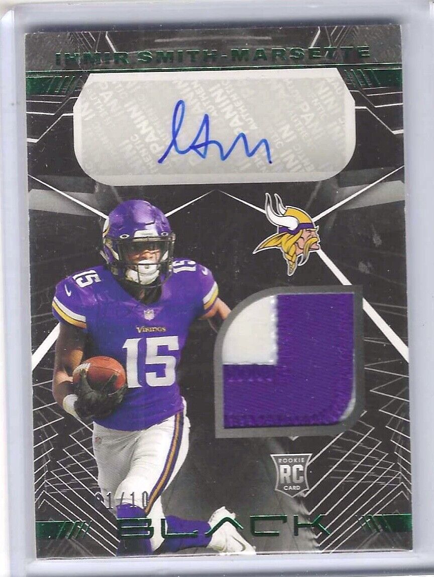 IHMIR SMITH-MARSETTE 2021 PANINI BLACK GREEN RPA ROOKIE PATCH AUTO RC #D 01/10