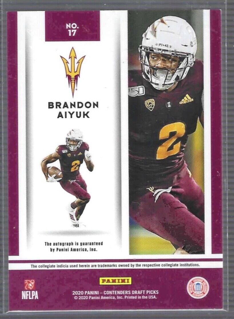 BRANDON AIYUK 2020 PANINI CONTENDERS BUILDING BLOCKS ROOKIE AUTO RC #D 03/10