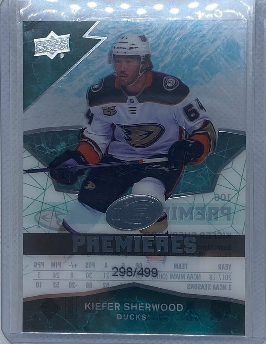 KIEFER SHERWOOD 2018-19 UPPER DECK ICE PREMIERES LEVEL 3 RC #D 298/499