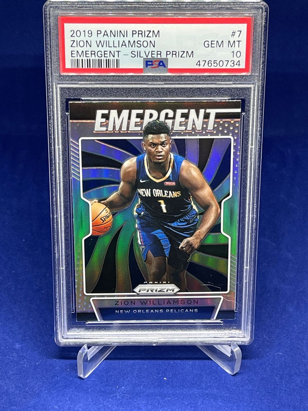 ZION WILLIAMSON 2019-20 PANINI PRIZM EMERGENT SILVER PRIZM RC #7 PSA 10 GEM MINT