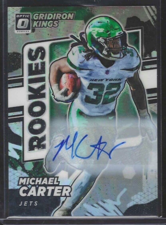 MICHAEL CARTER 2021 PANINI DONRUSS OPTIC THE ROOKIES HOLO AUTO RC #D 92/99