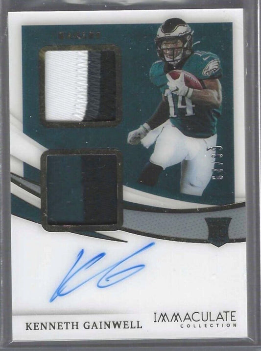 KENNETH GAINWELL 2021 PANINI IMMACULATE ROOKIE DUAL PATCH AUTO RC #D 67/99