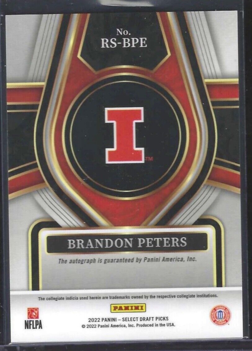 BRANDON PETERS 2022 PANINI SELECT DRAFT PICKS ROOKIE AUTO RC #S-BPE